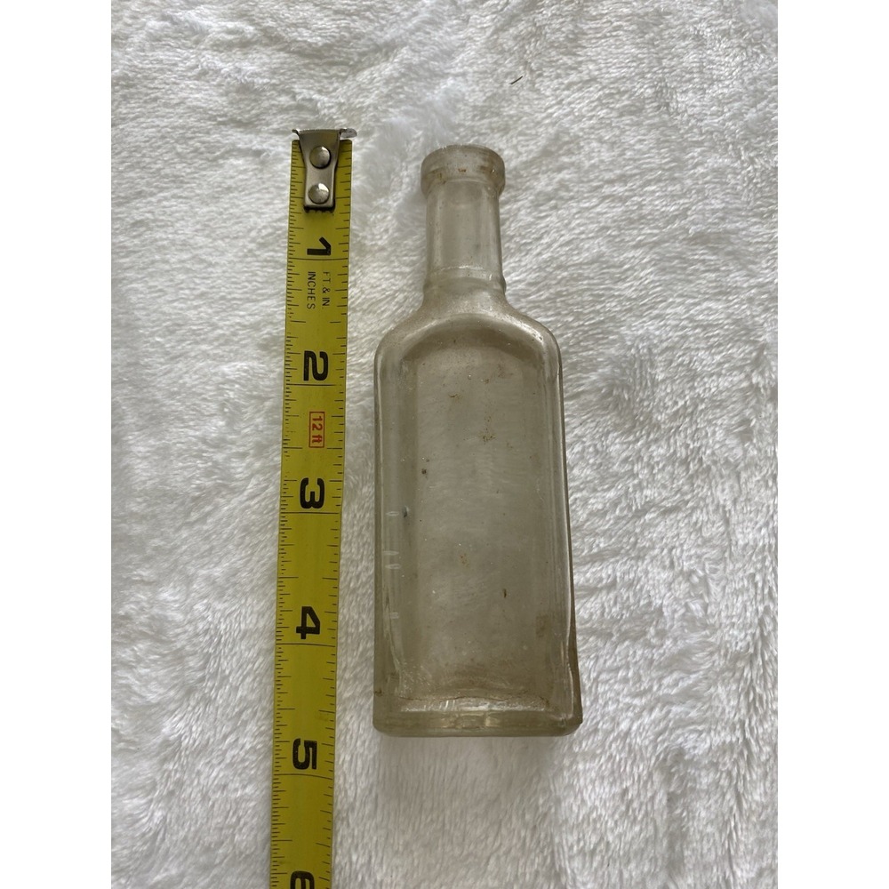 Antique Clear Glass Medicine Bottle 5.25" Paneled Pharmacy Apothecary Cork Top